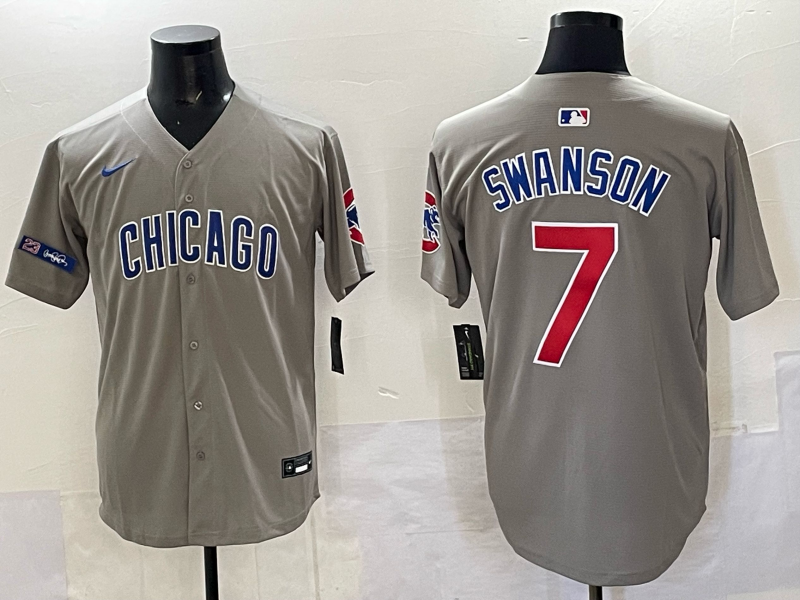 Men Chicago Cubs #7 Swanson grey Nike MLB 2025 jersey 0011